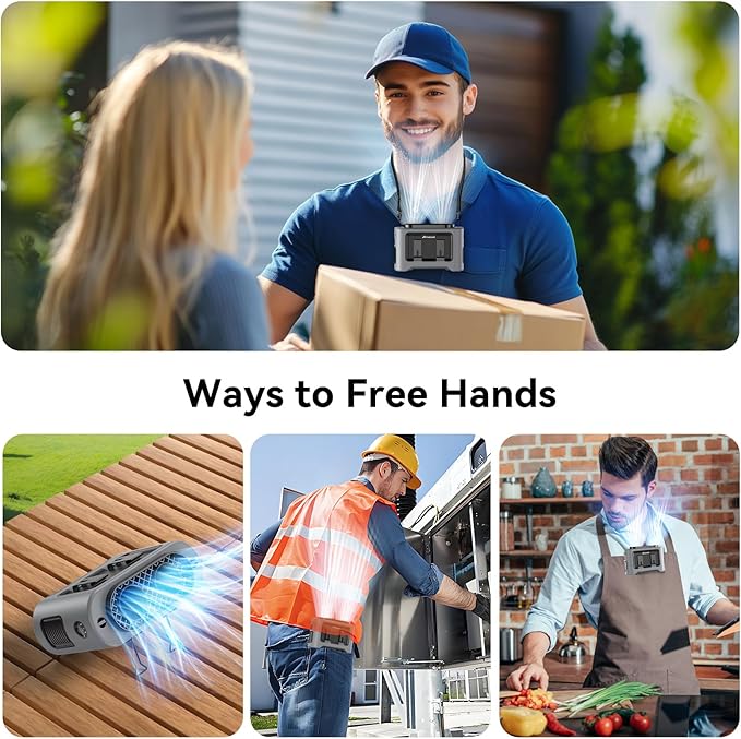 AMACOOL 14500mAh Portable Waist Fan, Strong Wind Power for Full Body Cooling Shirt Fan, 5 Speed Wearable Belt Clip on Fans, Battery Operated Personal Neck Fans for Outdoor Work Camping Travel