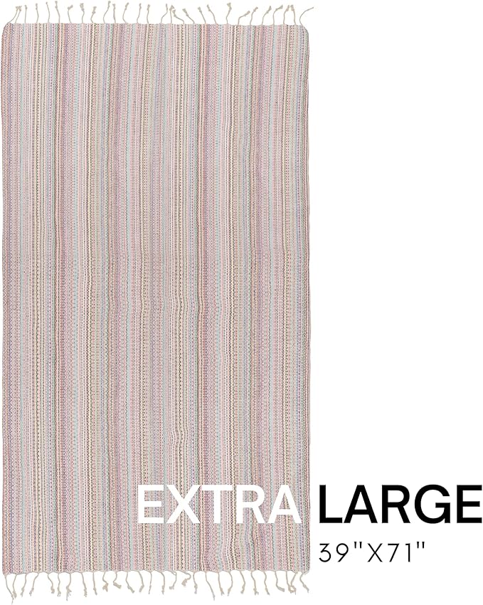 BAY LAUREL Turkish Beach Towel with Travel Bag 39 x 71 Quick Dry Sand Free Lightweight Large Oversized Towels Light