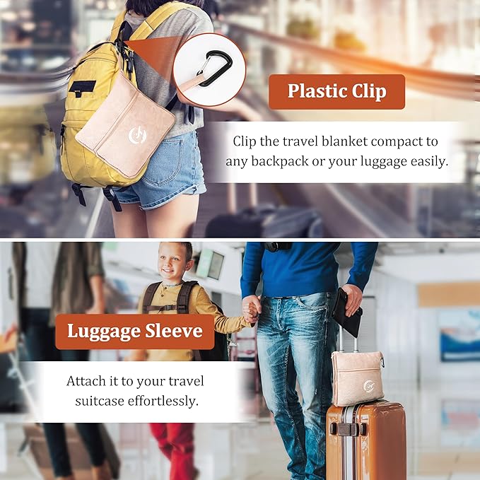 Tirrinia Soft Travel Blanket Pillow, 3-in-1 Foldable Airplane Throw Blanket, Long Flight Essentials, Car Pillow, Lightweight Travel Accessories