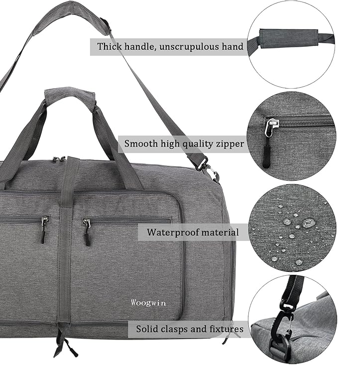 Woogwin Travel Duffel Bag Large Foldable Waterproof Overnight Bag for Beach Swim Bags Pool Sports Gym