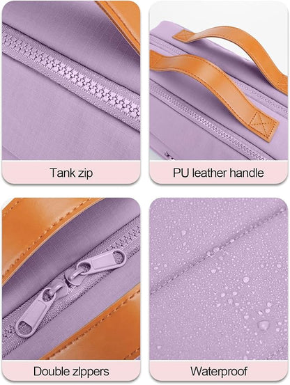 Women's Hanging Toiletry Bag, Waterproof Travel Cosmetic Organizer with Jewelry Storage, Large Capacity Makeup Case for Full-Size Skincare & Bathroom Essentials, Portable Cosmetic kit, Purple