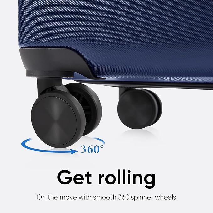 OLIXIS 24 Inch Luggage, Hardside Suitcase with Spinner Wheels, Lightweight ABS Hard Shell Checked Luggage, TSA Approved Lock, Expandable Medium Suitcase for Travel & Business–Blue