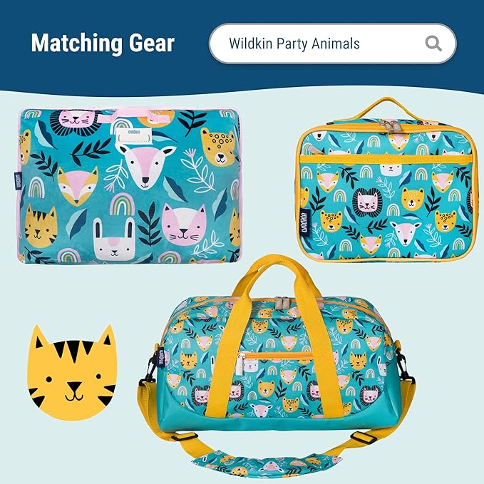 Wildkin 12-inch Kids Backpack – Padded, Adjustable, Ideal for Daycare & Travel - Party Animals