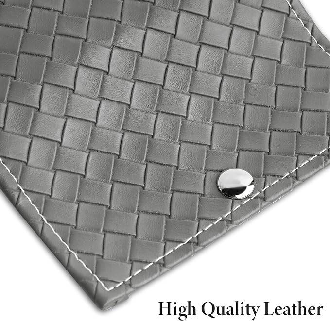 Pill Organizer,LIZIMANDU Weekly Travel Pill Case Box Medication Reminder Daily AM PM, Day Night 7 Compartments,for 4 Times A Day, 7 Days a Week-Includes Leather PU Carrying Case (1-Weave Grey)