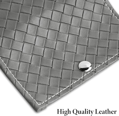 Pill Organizer,LIZIMANDU Weekly Travel Pill Case Box Medication Reminder Daily AM PM, Day Night 7 Compartments,for 4 Times A Day, 7 Days a Week-Includes Leather PU Carrying Case (1-Weave Grey)