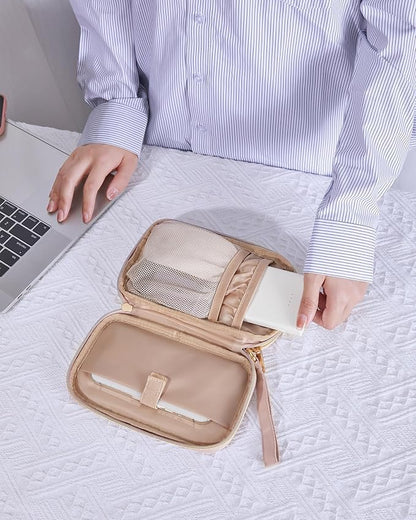 BAGSMART Electronic Cord Cable Organizer Travel Bag Case, Double Layers Tech Electronic Bag, Essentials for Charger, Cable, Phone, Flash drive, Pink