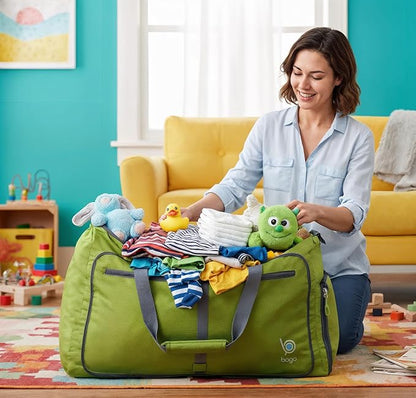 Bago Large Foldable Duffel Bags for Traveling Women & Men - 100L Packable Duffle Bag for Travel with Shoe Compartment - Water Repellant, Heavy Duty, Lightweight Folding & Collapsible (Green)