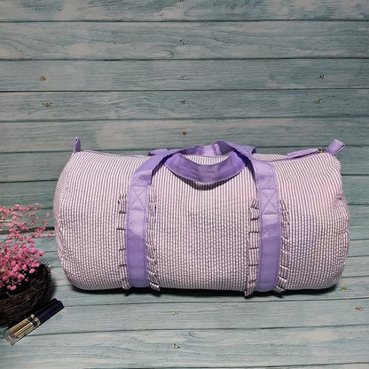 Gabigaba Kids Travel Overnight Bag Seersucker Carry On Lightweight Weekender Duffel Bag for Boys and Girls (Pleated Purple)