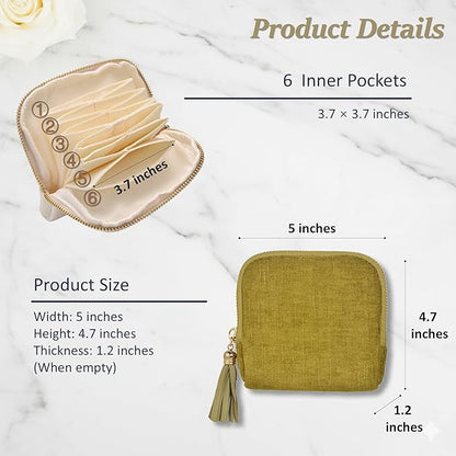 Small Travel Jewelry Case, Soft Velvet Organizer Pouch for Bangle, Bracelets, Large Earrings, Beaded necklace, Anti-Scratch & Portable Jewelry Bag Holder for Travel & Everyday Use (Olive Green)