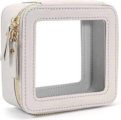 Aveniee Mini Clear Makeup Bag, Small Cosmetic Bags Travel Toiletry Pouch Organizer, TSA Approved Make up Case with Zipper, Car Bag for Essentials,Grey