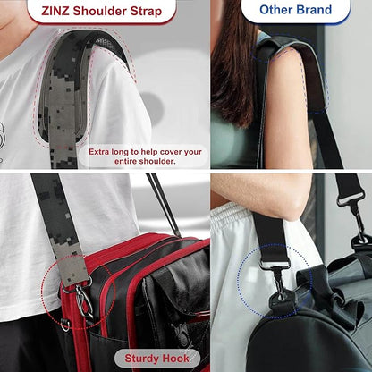 ZINZ 74" Shoulder Strap with Fixed Pad and Dual Balanced Buckles，Camouflage Gray
