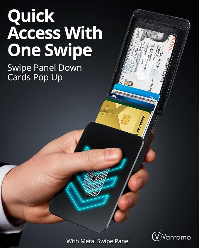 Vantamo Premium Wallet for Men with Money Clip & Card Holder, Compact & Slim Wallet with RFID, 8-12 Cards, Perfect Gifts for Men