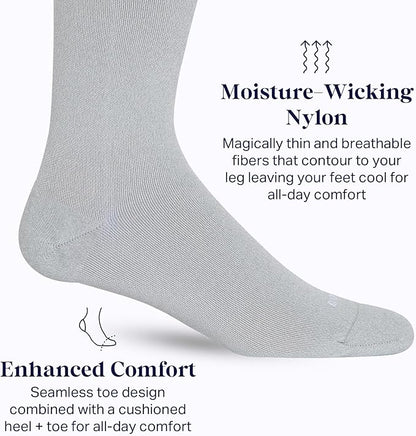 Comrad Nylon Knee High Socks - 15-20mmHg Graduated Compression Socks - Soft & Breathable Support Unisex Socks