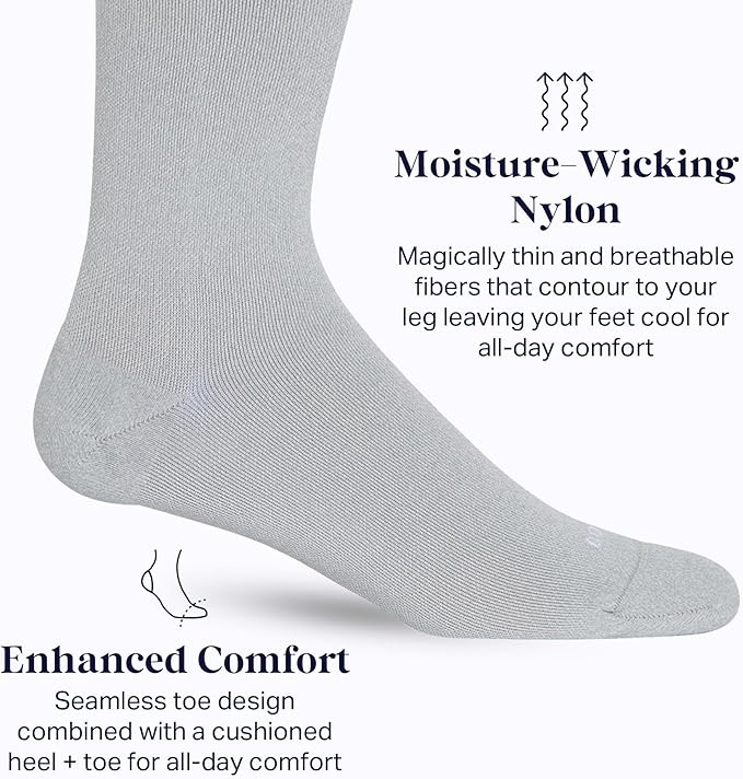 Comrad Nylon Knee High Socks - 15-20mmHg Graduated Compression Socks - Soft & Breathable Support Unisex Socks
