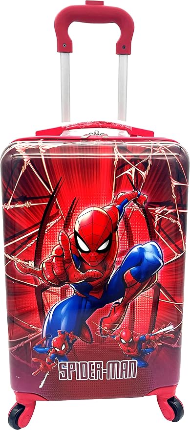 Fast Forward Kids Licensed Hard-Side 20” Spinner Luggage Lightweight Carry-On Suitcase (Spiderman - 2)