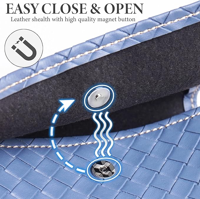 Pill Organizer,LIZIMANDU Weekly Travel Pill Case Box Medication Reminder Daily AM PM, Day Night 7 Compartments,for 4 Times A Day, 7 Days a Week-Includes Leather PU Carrying Case(1-Weave Blue)