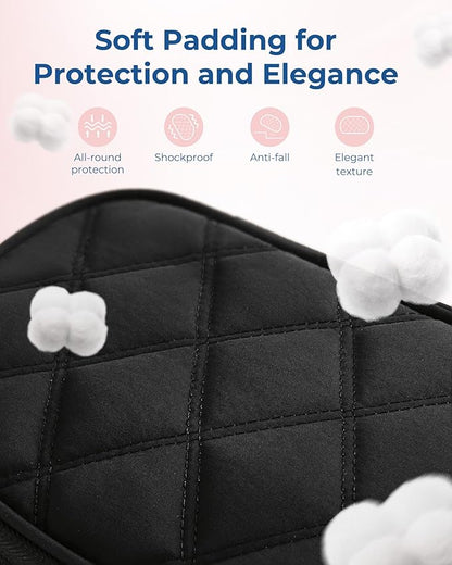 BAGSMART Travel Cord Organizer Electronics Case, Double Layers Puffer Cable Organizer Bag Travel Essentials for Women, Tech Organizer Case for Charger, Phone, Flash Drive - Black