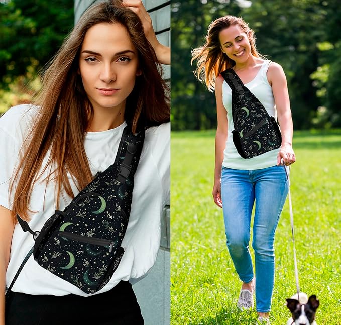 Moon Sling Bag Travel Sling Backpack Lightweight Casual Daypack Women Chest Bags for Outdoor Sport Climbing Runners