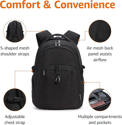 Amazon Basics Travel Laptop Backpack for 17 in / 43.1 cm Laptop, Black