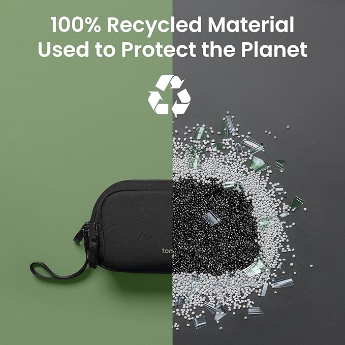 tomtoc Electronic Organizer Travel Case, Water Resistant Dual Compartment Tech Pouch Cable Organization Storage Bag for Charger, Cord, Phone, Hard Drive, Power Bank, Accessories Travel Essentials