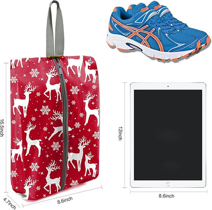 BeeGreen Christmas Shoe Bags 6 Pack for Travel with Handle, Packing Organizers for Suitcase and Luggage,Portable Nylon Storage Accessories for Vacations, Christmas Gifts for Women and Men