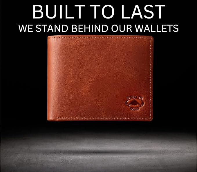 Stealth Mode Leather Bifold Wallet for Men With ID Window and RFID Blocking