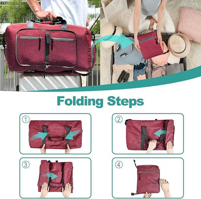 Dimayar 115L Travel Duffle Bag for Men Women - Foldable Duffel Bag with Shoes Compartment - Overnight Bags Waterproof & Tear Resistant(Red)