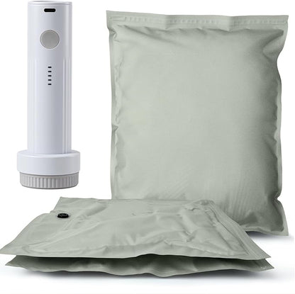 Umimile Vacuum Compression Bags with Electric Pump - Fast Compression Storage for Travel & Home | Reusable, Saves 80% Space, Water-Resistant Oxford (2 Large PC + PUMP)