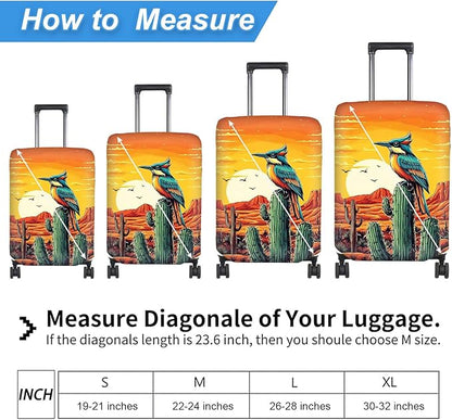Luggage Cover Protector for 26-28 Inch Suitcases, TSA Approved Elastic Travel Suitcase Covers, Anti-Scratch Washable Luggage Sleeve for Carry On & Checked Bags, Artistic Bird