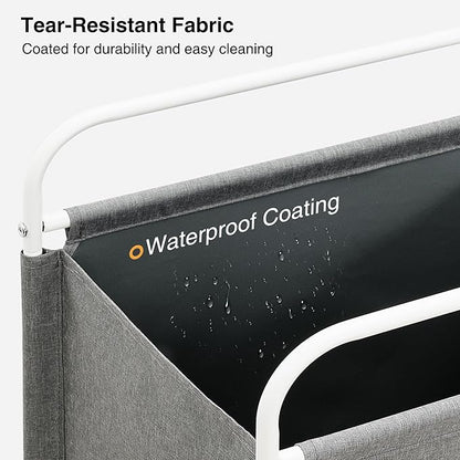 STO STO Laundry Hamper, 75L Laundry Basket with Coated Fabric Bag, Lightweight Portable Dirty Clothes Hamper, Laundry Bin with Metal Frame for Laundry Room, Bedroom, Closet and Dorm, Gray Fabric