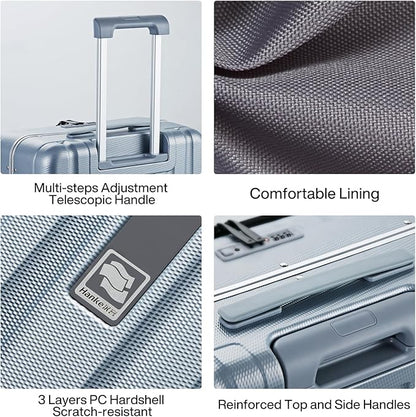 Hanke 20 Inch Carry On Luggage Hard Shell Suitcases with Wheels Luggage Suitcase Travel Luggage for Women Men Rolling Luggage Bags for Business Trip Weekender-Grey
