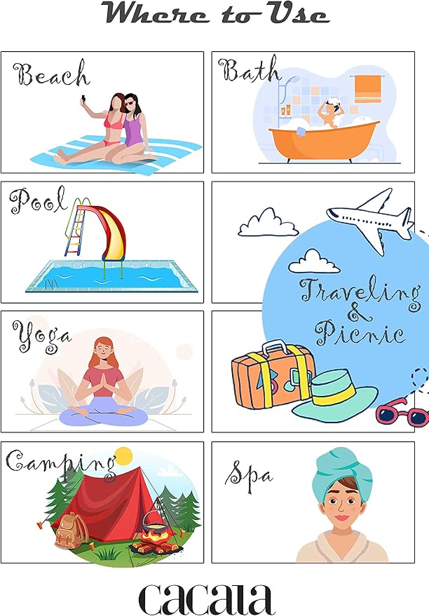 Cacala Lightweight and Thin Turkish Beach Towel 100% Cotton Sand-Free and Quick-Drying Goodness Perfect as an Extra Large Travel Towel, Beach Accessory, or Gift for Beach Lovers, 37 x 70