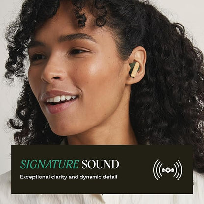 House of Marley Little Bird True Wireless Earbuds, Touch Controls, Built-in Mic, 24 Hours Playtime with Case, USB-C Quick Charge, Sustainable Materials, Movie and Gaming Mode (Green)