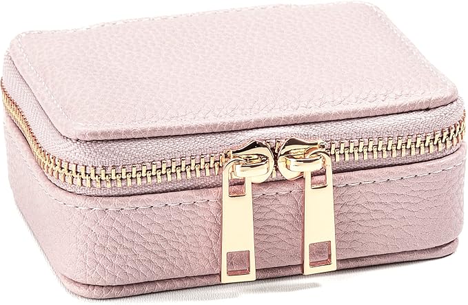 Weekly Pill Organizer 7 Day – Travel Pill Case for Vitamins & Medication, Premium Vegan Leather Pill Box with Removable Daily Compartments, Portable Supplement Organizer with Secure Zipper (Blush)