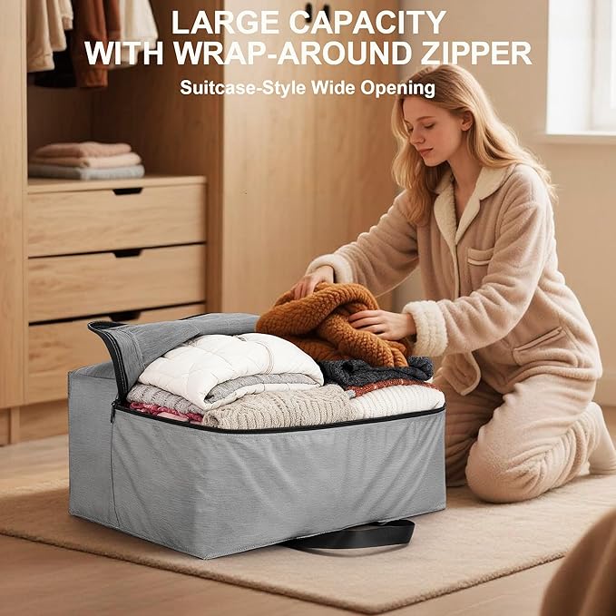 SUNUP Large Duffle Bag for Travel, 80L Foldable Travel Duffel Bag for Men Women, Waterproof Overnight Weekender Moving Storage Bags, Gray