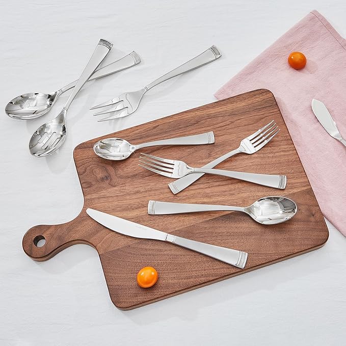 KINGSTONE Silverware Set, 20-Piece Flatware Set for 4, 18/10 Stainless Steel Cutlery Set with Bead Edge, Utensil for Kitchen, Home, Party, Wedding, Mirror Polished, Dishwasher Safe, Featured Gifts