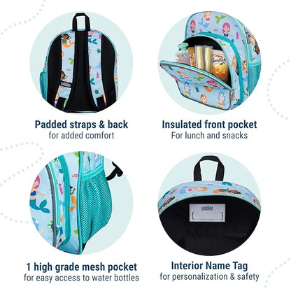 Wildkin 12-inch Kids Backpack – Padded, Adjustable, Ideal for Daycare & Travel (Mermaids)