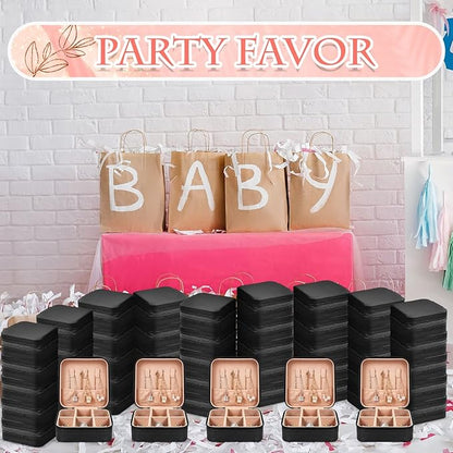 Taiyin 12 Pcs Travel Jewelry Case Box Bridesmaid Gifts Bulk Travel Jewelry Cases Boxes Small Jewels Organizers Mini Accessories Ornaments Storage for Women Girls Wedding Gifts (Black)