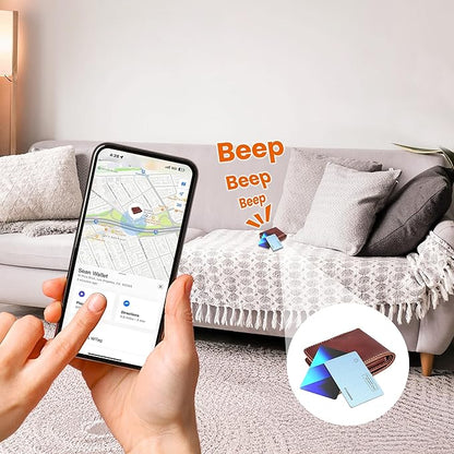 WHEREMYLUV-Item-Finder-for-Wallet, Ultra Thin Bluetooth Tracker Card Compatible with Apple Find My, Rechargeable GPS Locator, IPX8 Waterproof, Slim Smart Card for Men & Women (Blue)