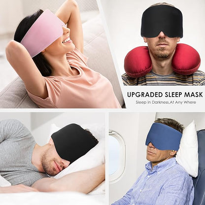 FRESHME Pure Handmade Cotton Sleep Mask - Blackout Eye Mask with Adjustable Velcro Soft and Comfortable Eye Blinder Shade for Men Women Travel Office Nap Airplane Blue