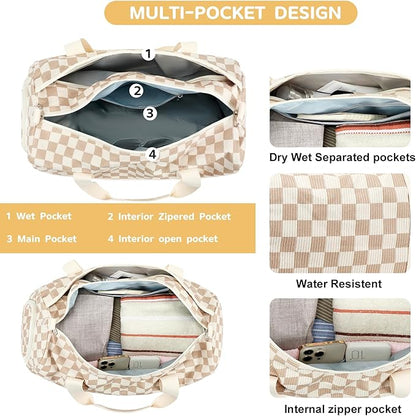 BLUBOON Duffle Bag Girls Kids Cute Gym Bag with Shoes Compartment & Wet Separation Waterproof Sports Overnight Travel Bag