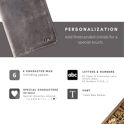 PEGAI Personalized Leather, Passport Holder For Travel | Handmade Passport Wallet Cover Case | Travel Document Holder, Passport Cover for Men, Women, and Family | Pike (Rock Grey)