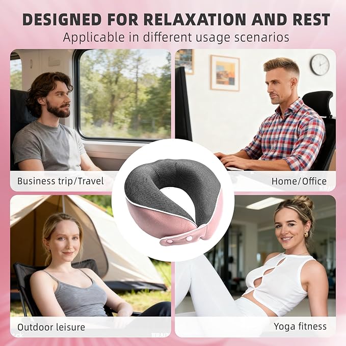 Memory Foam Travel Pillow,U-Shaped Neck Pillow for Sleeping Airplane and Car, with Portable Storage Case, Soft & Breathable, Provides Head & Neck Support