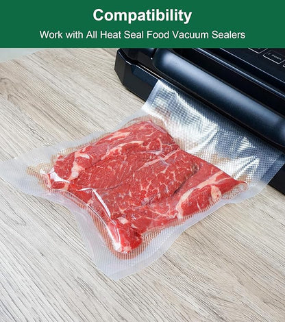 Vacuum Sealer Bags for Food, BPA-free Heavy Duty Vacuum Sealer Bags Rolls 8 Inch 50 Feet 2-pack, Ideal for Custom Fit Food Saver, Seal a Meal, or Sous Vide