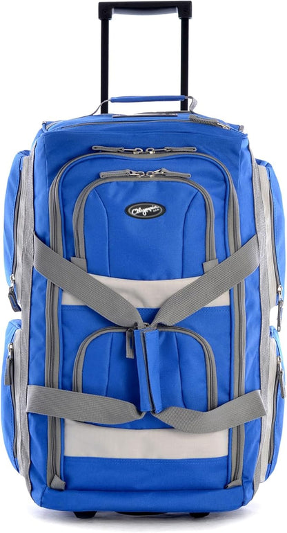 Olympia U.S.A. 33 inch Jumbo Size 8 Pockets Wheeled Rolling Duffel Bag Water Resistant Luggage Lightweight Travel Suitcase with Retractable Handle