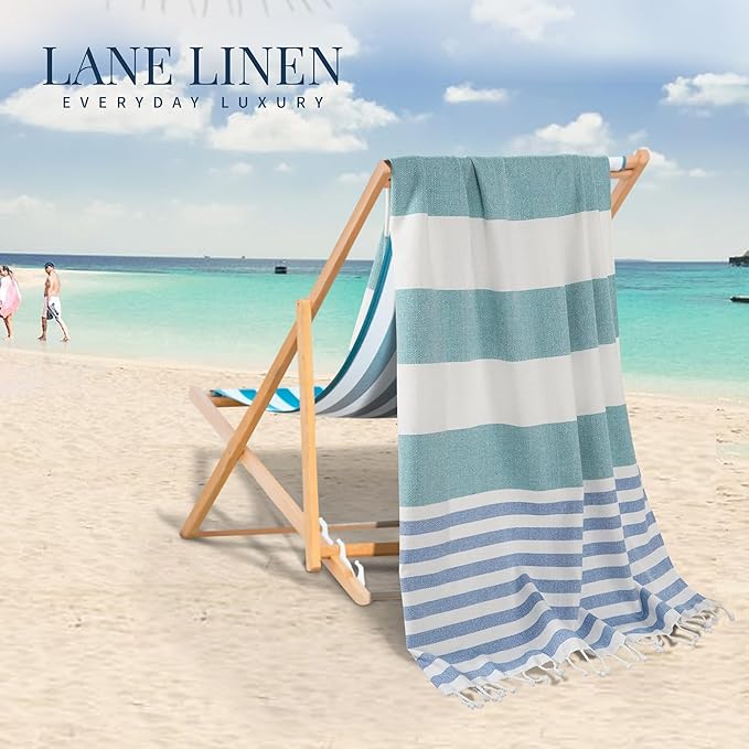 LANE LINEN 12 Pack Oversized Beach Towels – Pre-Washed, Quick Dry, Lightweight Travel Pool Towels for Adults, 39"x71" – Oceanic Twelve
