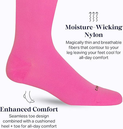 Comrad Nylon Knee High Socks - 15-20mmHg Graduated Compression Socks - Soft & Breathable Support Unisex Socks