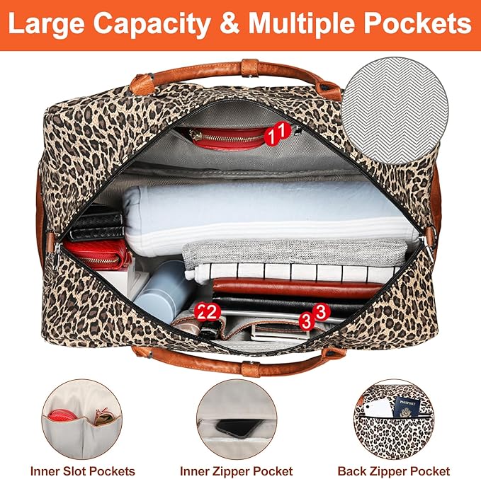 IBFUN Weekender Bags for Women, 21" Weekender Travel Bag, Travel Duffle Bag with Shoe Compartment Carry on Overnight Duffel Bag for Weekend Travel Business Trip