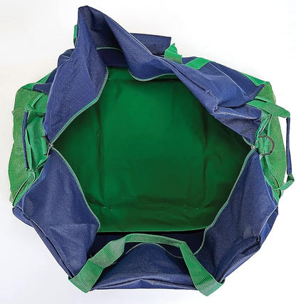 Lillian Vernon Navy and Green Personalized Medium Duffel Bag for Kids - Sports and Activities, Luggage, 11" x 12" x 23"W