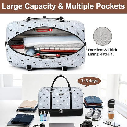 IBFUN Weekender Bags for Women, 21" Weekender Travel Bag, Travel Duffle Bag with Shoe Compartment Carry on Overnight Duffel Bag for Weekend Travel Business Trip, 3PCS